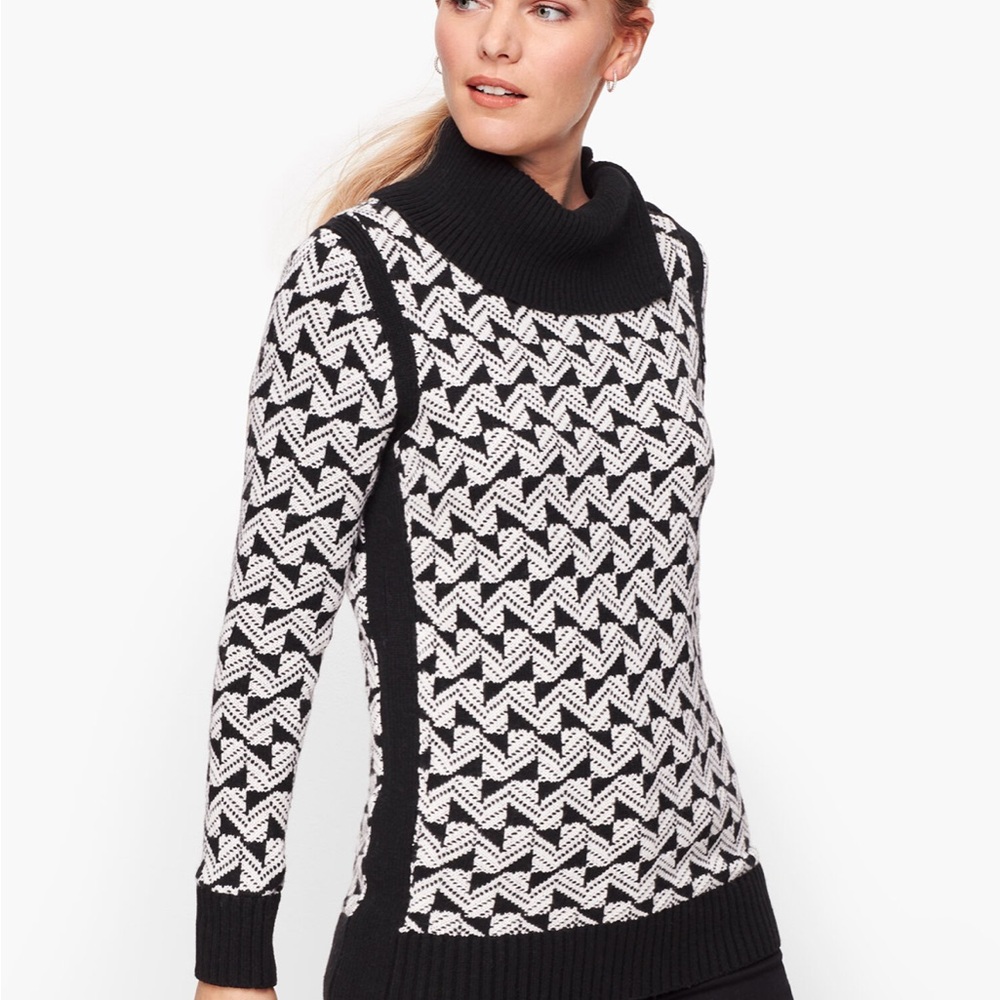 Talbots Geo Jacquard Split Neck Sweater - Old Money Style